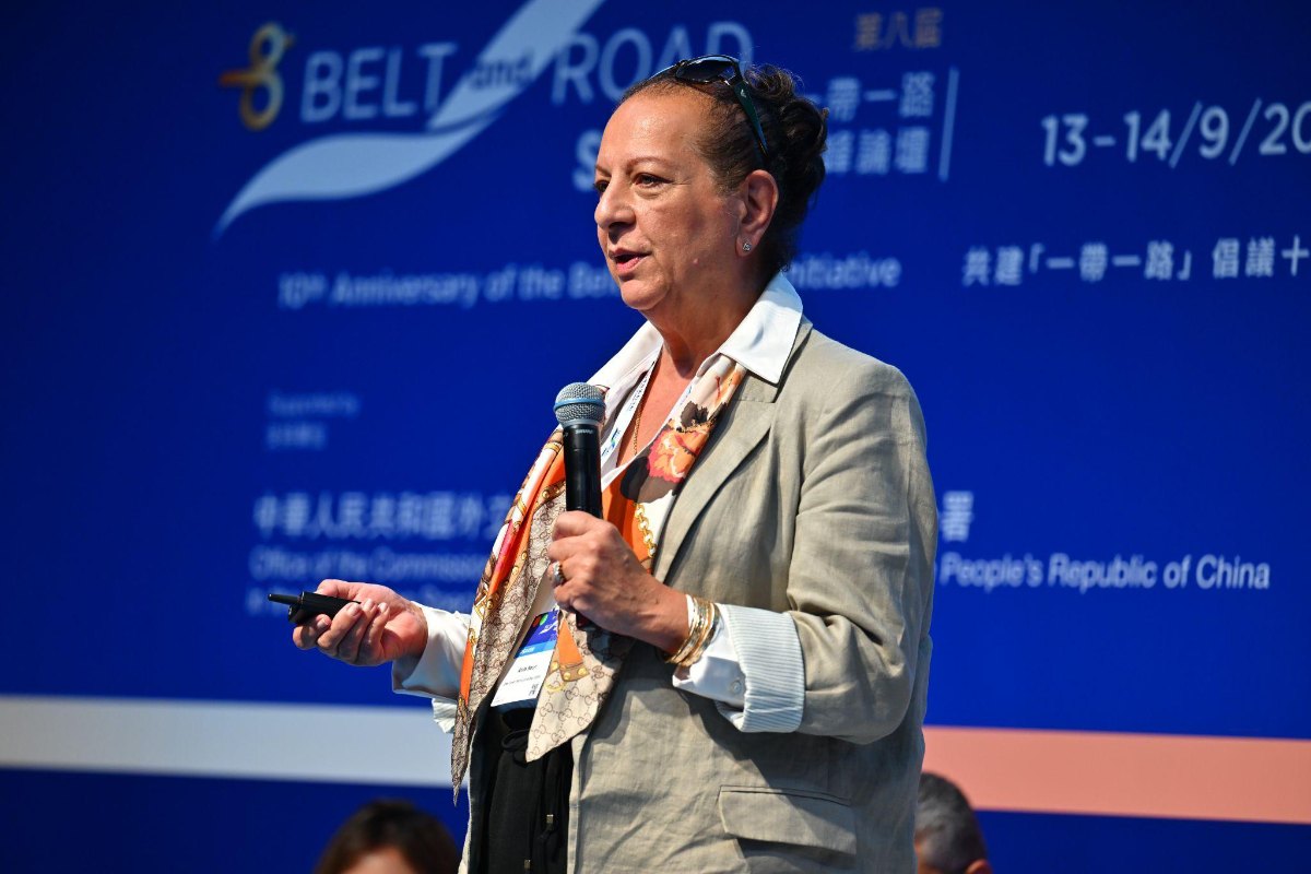 Anita Nouri, Founder & CEO of GGPC, speaking at the Belt & Road Summit